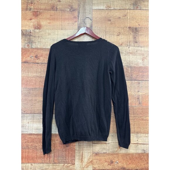 Jeans By Buffalo Black Beaded Collar Sweater S Long Sleeve - Picture 4 of 6